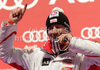 Second placed Hannes Reichelt of Austria celebrates his medal won in Women Super-G race of FIS alpine skiing World Championships in Garmisch-Partenkirchen, Germany. Super-G race of Women Super-G race of FIS alpine skiing World Championships, was held on Tuesday, 8th of February 2011, in Garmisch-Partenkirchen, Germany.
