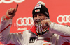 Second placed Hannes Reichelt of Austria celebrates his medal won in Women Super-G race of FIS alpine skiing World Championships in Garmisch-Partenkirchen, Germany. Super-G race of Women Super-G race of FIS alpine skiing World Championships, was held on Tuesday, 8th of February 2011, in Garmisch-Partenkirchen, Germany.
