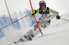 Maria Riesch of Germany skiing in slalom part of Women super combined race of FIS alpine skiing World Championships in Garmisch-Partenkirchen, Germany. Super combined race of Women FIS alpine skiing World Championships, was held on Friday, 11th of February 2011, in Garmisch-Partenkirchen, Germany.

