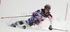 Fourth placed Dominique Gisin of Switzerland skiing in slalom part of Women super combined race of FIS alpine skiing World Championships in Garmisch-Partenkirchen, Germany. Super combined race of Women FIS alpine skiing World Championships, was held on Friday, 11th of February 2011, in Garmisch-Partenkirchen, Germany.
