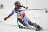 Fourth placed Dominique Gisin of Switzerland skiing in slalom part of Women super combined race of FIS alpine skiing World Championships in Garmisch-Partenkirchen, Germany. Super combined race of Women FIS alpine skiing World Championships, was held on Friday, 11th of February 2011, in Garmisch-Partenkirchen, Germany.
