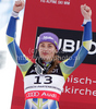 Second placed Tina Maze of Slovenia celebrates her medal won in Ladies Super Combined race of FIS alpine skiing World Championships in Garmisch-Partenkirchen, Germany. Ladies Super Combined race of FIS alpine skiing World Championships, was held on Friday, 11th of February 2011, in Garmisch-Partenkirchen, Germany.
