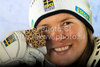 Third placed Anja Paerson of Sweden celebrates her medal won in Women super combined race of FIS alpine skiing World Championships in Garmisch-Partenkirchen, Germany. Super combined race of Women FIS alpine skiing World Championships, was held on Friday, 11th of February 2011, in Garmisch-Partenkirchen, Germany.
