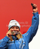 Third placed Anja Paerson of Sweden celebrates her medal won in Women super combined race of FIS alpine skiing World Championships in Garmisch-Partenkirchen, Germany. Super combined race of Women FIS alpine skiing World Championships, was held on Friday, 11th of February 2011, in Garmisch-Partenkirchen, Germany.
