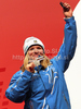 Third placed Anja Paerson of Sweden celebrates her medal won in Women super combined race of FIS alpine skiing World Championships in Garmisch-Partenkirchen, Germany. Super combined race of Women FIS alpine skiing World Championships, was held on Friday, 11th of February 2011, in Garmisch-Partenkirchen, Germany.

