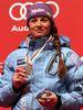 Second placed Tina Maze of Slovenia celebrates her medal won in Women super combined race of FIS alpine skiing World Championships in Garmisch-Partenkirchen, Germany. Super combined race of Women FIS alpine skiing World Championships, was held on Friday, 11th of February 2011, in Garmisch-Partenkirchen, Germany.
