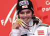 Winner Anna Fenninger of Austria celebrates her medal won in Women super combined race of FIS alpine skiing World Championships in Garmisch-Partenkirchen, Germany. Super combined race of Women FIS alpine skiing World Championships, was held on Friday, 11th of February 2011, in Garmisch-Partenkirchen, Germany.
