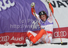 Andreas Romar of Finland reacts in the finish of Mens Downhill race of FIS alpine skiing World Championships in Garmisch-Partenkirchen, Germany. Mens Downhill race of FIS alpine skiing World Championships, was held on Saturday, 12th of February 2011, in Garmisch-Partenkirchen, Germany.
