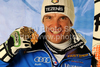 Third placed Christof Innerhofer of Italy celebrates his medal won in Men downhill race of FIS alpine skiing World Championships in Garmisch-Partenkirchen, Germany. Men downhill race of FIS alpine skiing World Championships, was held on Saturday, 12th of February 2011, in Garmisch-Partenkirchen, Germany.
