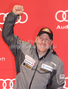 Second placed Didier Cuche of Switzerland celebrates his medal won in Men downhill race of FIS alpine skiing World Championships in Garmisch-Partenkirchen, Germany. Men downhill race of FIS alpine skiing World Championships, was held on Saturday, 12th of February 2011, in Garmisch-Partenkirchen, Germany.
