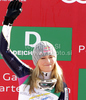 Second placed Lindsey Vonn of USA celebrates her medal won in women downhill race of FIS alpine skiing World Championships in Garmisch-Partenkirchen, Germany. Women downhill race of FIS alpine skiing World Championships, was held on Sunday, 13th of February 2011, in Garmisch-Partenkirchen, Germany.
