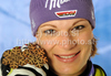 Third placed Maria Riesch of Germany celebrates her medal won in women downhill race of FIS alpine skiing World Championships in Garmisch-Partenkirchen, Germany. Women downhill race of FIS alpine skiing World Championships, was held on Sunday, 13th of February 2011, in Garmisch-Partenkirchen, Germany.
