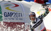 Winner Aksel Lund Svindal of Norway reacts in finish of slalom of men super combined race of FIS alpine skiing World Championships in Garmisch-Partenkirchen, Germany. Men super combined race of FIS alpine skiing World Championships, was held on Monday, 14th of February 2011, in Garmisch-Partenkirchen, Germany.
