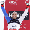 Third placed Peter Fill of Italy celebrates his medal won in men super combined race of FIS alpine skiing World Championships in Garmisch-Partenkirchen, Germany. Men super combined race of FIS alpine skiing World Championships, was held on Monday, 14th of February 2011, in Garmisch-Partenkirchen, Germany.
