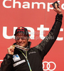 Winner Aksel Lund Svindal of Norway celebrates his medal won in men super combined race of FIS alpine skiing World Championships in Garmisch-Partenkirchen, Germany. Men super combined race of FIS alpine skiing World Championships, was held on Monday, 14th of February 2011, in Garmisch-Partenkirchen, Germany.
