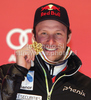  celebrates his medal won in men super combined race of FIS alpine skiing World Championships in Garmisch-Partenkirchen, Germany. Men super combined race of FIS alpine skiing World Championships, was held on Monday, 14th of February 2011, in Garmisch-Partenkirchen, Germany.
