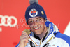 Third placed Peter Fill of Italy celebrates his medal won in men super combined race of FIS alpine skiing World Championships in Garmisch-Partenkirchen, Germany. Men super combined race of FIS alpine skiing World Championships, was held on Monday, 14th of February 2011, in Garmisch-Partenkirchen, Germany.
