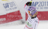 Michaela Kirchgasser of Austria reacts in finish of team race of FIS alpine skiing World Championships in Garmisch-Partenkirchen, Germany. Team race of FIS alpine skiing World Championships, was held on Wednesday, 16th of February 2011, in Garmisch-Partenkirchen, Germany.
