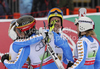 Maria Pietilae-Holmer of Sweden, Hans Olsson of Sweden, Matts Olsson of Sweden ad Anja Paerson of Sweden react in finish of team race of FIS alpine skiing World Championships in Garmisch-Partenkirchen, Germany. Team race of FIS alpine skiing World Championships, was held on Wednesday, 16th of February 2011, in Garmisch-Partenkirchen, Germany.
