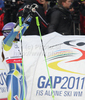 Winner Tina Maze of Slovenia reacts in finish of second run of Women giant slalom race of FIS alpine skiing World Championships in Garmisch-Partenkirchen, Germany. Women giant slalom race of FIS alpine skiing World Championships, was held on Thursday, 17th of February 2011, in Garmisch-Partenkirchen, Germany.
