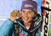 Winner Tina Maze of Slovenia celebrates her medal won in Women giant slalom race of FIS alpine skiing World Championships in Garmisch-Partenkirchen, Germany. Women giant slalom race of FIS alpine skiing World Championships, was held on Thursday, 17th of February 2011, in Garmisch-Partenkirchen, Germany.
