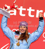 Winner Tina Maze of Slovenia celebrates her medal won in Women giant slalom race of FIS alpine skiing World Championships in Garmisch-Partenkirchen, Germany. Women giant slalom race of FIS alpine skiing World Championships, was held on Thursday, 17th of February 2011, in Garmisch-Partenkirchen, Germany.
