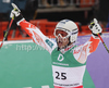 Marcus Sandell of Finland reacts in finish of second run of Men giant slalom race of FIS alpine skiing World Championships in Garmisch-Partenkirchen, Germany. Men giant slalom race of FIS alpine skiing World Championships, was held on Friday, 18th of February 2011, in Garmisch-Partenkirchen, Germany.
