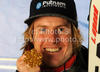 Winner Ted Ligety of USA celebrates his medal won in Men giant slalom race of FIS alpine skiing World Championships in Garmisch-Partenkirchen, Germany. Men giant slalom race of FIS alpine skiing World Championships, was held on Friday, 18th of February 2011, in Garmisch-Partenkirchen, Germany.
