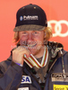 Winner Ted Ligety of USA celebrates his medal won in Men giant slalom race of FIS alpine skiing World Championships in Garmisch-Partenkirchen, Germany. Men giant slalom race of FIS alpine skiing World Championships, was held on Friday, 18th of February 2011, in Garmisch-Partenkirchen, Germany.
