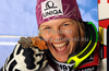 Winner Marlies Schild of Austria celebrates her medal won in Women slalom race of FIS alpine skiing World Championships in Garmisch-Partenkirchen, Germany. Women slalom race of FIS alpine skiing World Championships, was held on Saturday, 19th of February 2011, in Garmisch-Partenkirchen, Germany.
