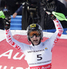 Second placed Kathrin Zettel of Austria reacts in finish of second run of Women slalom race of FIS alpine skiing World Championships in Garmisch-Partenkirchen, Germany. Women slalom race of FIS alpine skiing World Championships, was held on Saturday, 19th of February 2011, in Garmisch-Partenkirchen, Germany.
