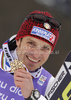 Third placed Manfred Moelgg of Italy celebrates his medal won in Men slalom race of FIS alpine skiing World Championships in Garmisch-Partenkirchen, Germany. Men slalom race of FIS alpine skiing World Championships, was held on Sunday, 20th of February 2011, in Garmisch-Partenkirchen, Germany.
