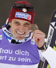 Third placed Manfred Moelgg of Italy celebrates his medal won in Men slalom race of FIS alpine skiing World Championships in Garmisch-Partenkirchen, Germany. Men slalom race of FIS alpine skiing World Championships, was held on Sunday, 20th of February 2011, in Garmisch-Partenkirchen, Germany.
