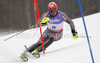 Julien Cousineau of Canada skiing in first run of Men slalom race of FIS alpine skiing World Championships in Garmisch-Partenkirchen, Germany. Men slalom race of FIS alpine skiing World Championships, was held on Sunday, 20th of February 2011, in Garmisch-Partenkirchen, Germany.
