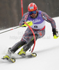 Julien Cousineau of Canada skiing in first run of Men slalom race of FIS alpine skiing World Championships in Garmisch-Partenkirchen, Germany. Men slalom race of FIS alpine skiing World Championships, was held on Sunday, 20th of February 2011, in Garmisch-Partenkirchen, Germany.
