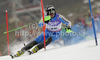 Jens Byggmark of Sweden skiing in first run of Men slalom race of FIS alpine skiing World Championships in Garmisch-Partenkirchen, Germany. Men slalom race of FIS alpine skiing World Championships, was held on Sunday, 20th of February 2011, in Garmisch-Partenkirchen, Germany.
