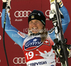 Anja Paerson of Sweden celebrates her medal won in Women downhill race of Audi FIS alpine skiing World Cup 2010-2011 in Tarvisio, Italy. Women downhill race of Audi FIS alpine skiing World Cup 2010-2011, was held on Saturday, 5th of March 2011, in Tarvisio, Italy.
