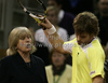 Blaz Kavcic of Slovenia (R) during match of Davis Cup between Slovenia and Finland. Match between Jarkko Nieminen of Finland and Blaz Kavcic of Slovenia was held in Tivoli Arena in Ljubljana, Slovenia, on Sunday, 6th of March 2011.
