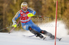 Andre Myhrer of Sweden skiing in first run of Men slalom race of Audi FIS alpine skiing World Cup 2010-2011 in Kranjska Gora, Slovenia. Men slalom race of FIS alpine skiing World Championships, was held on Sunday, 6th of March 2011, in Kranjska Gora, Slovenia.
