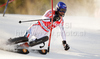 Jean-Baptiste Grange of France skiing in first run of Men slalom race of Audi FIS alpine skiing World Cup 2010-2011 in Kranjska Gora, Slovenia. Men slalom race of FIS alpine skiing World Championships, was held on Sunday, 6th of March 2011, in Kranjska Gora, Slovenia.
