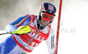 Cristian Deville of Italy skiing in first run of Men slalom race of Audi FIS alpine skiing World Cup 2010-2011 in Kranjska Gora, Slovenia. Men slalom race of FIS alpine skiing World Championships, was held on Sunday, 6th of March 2011, in Kranjska Gora, Slovenia.
