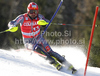 Julien Cousineau of Canada skiing in first run of Men slalom race of Audi FIS alpine skiing World Cup 2010-2011 in Kranjska Gora, Slovenia. Men slalom race of FIS alpine skiing World Championships, was held on Sunday, 6th of March 2011, in Kranjska Gora, Slovenia.
