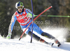 Axel Baeck of Sweden skiing in first run of Men slalom race of Audi FIS alpine skiing World Cup 2010-2011 in Kranjska Gora, Slovenia. Men slalom race of FIS alpine skiing World Championships, was held on Sunday, 6th of March 2011, in Kranjska Gora, Slovenia.
