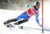 Axel Baeck of Sweden skiing in first run of Men slalom race of Audi FIS alpine skiing World Cup 2010-2011 in Kranjska Gora, Slovenia. Men slalom race of FIS alpine skiing World Championships, was held on Sunday, 6th of March 2011, in Kranjska Gora, Slovenia.
