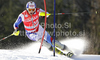 Marc Gini of Switzerland skiing in first run of Men slalom race of Audi FIS alpine skiing World Cup 2010-2011 in Kranjska Gora, Slovenia. Men slalom race of FIS alpine skiing World Championships, was held on Sunday, 6th of March 2011, in Kranjska Gora, Slovenia.
