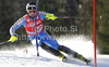 Markus Larsson of Sweden skiing in first run of Men slalom race of Audi FIS alpine skiing World Cup 2010-2011 in Kranjska Gora, Slovenia. Men slalom race of FIS alpine skiing World Championships, was held on Sunday, 6th of March 2011, in Kranjska Gora, Slovenia.
