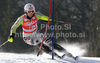 Fritz Dopfer of Germany skiing in first run of Men slalom race of Audi FIS alpine skiing World Cup 2010-2011 in Kranjska Gora, Slovenia. Men slalom race of FIS alpine skiing World Championships, was held on Sunday, 6th of March 2011, in Kranjska Gora, Slovenia.
