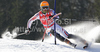 Maxime Tissot of France skiing in first run of Men slalom race of Audi FIS alpine skiing World Cup 2010-2011 in Kranjska Gora, Slovenia. Men slalom race of FIS alpine skiing World Championships, was held on Sunday, 6th of March 2011, in Kranjska Gora, Slovenia.
