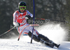Alexis Pinturault of France skiing in first run of Men slalom race of Audi FIS alpine skiing World Cup 2010-2011 in Kranjska Gora, Slovenia. Men slalom race of FIS alpine skiing World Championships, was held on Sunday, 6th of March 2011, in Kranjska Gora, Slovenia.
