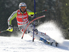 Philipp Schmid of Germany skiing in first run of Men slalom race of Audi FIS alpine skiing World Cup 2010-2011 in Kranjska Gora, Slovenia. Men slalom race of FIS alpine skiing World Championships, was held on Sunday, 6th of March 2011, in Kranjska Gora, Slovenia.
